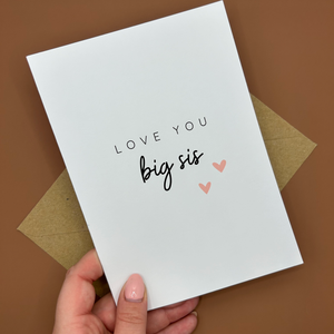 Love You Big Sis Greeting Card Sister Greetings Card -  Swale Studios