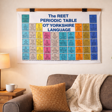 Load image into Gallery viewer, Tea towel - Reet Yorkshire Periodic Table of Yorkshire Language - Funny Yorkshire Gifts - The Hutch

