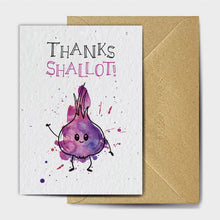 Load image into Gallery viewer, Wildflower Seed Paper Plantable Greetings Card - Thanks Shall-ot! - Thank You Card - Puns - The Seed Card Company
