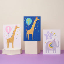 Load image into Gallery viewer, 1st Birthday Card - Joyful Giraffe - First Birthday Card - Mifkins
