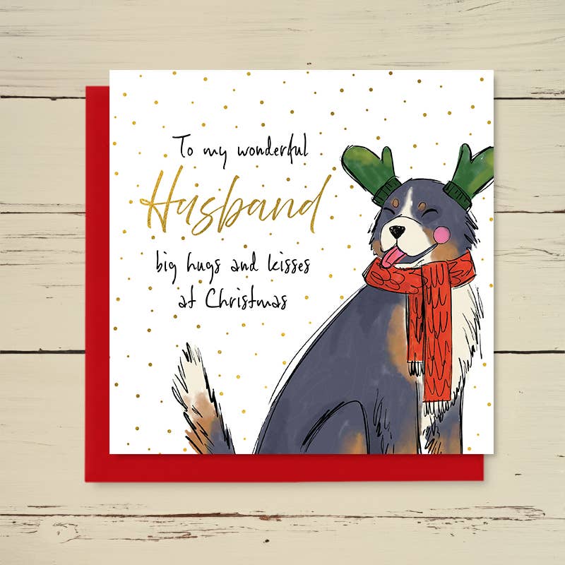 Family Christmas Card - To A Wonderful Husband - Merry Christmas - Dandelion Stationery