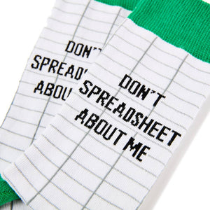 Unisex Don't Spreadsheet About Me Socks - Pun Socks - Urban Eccentric