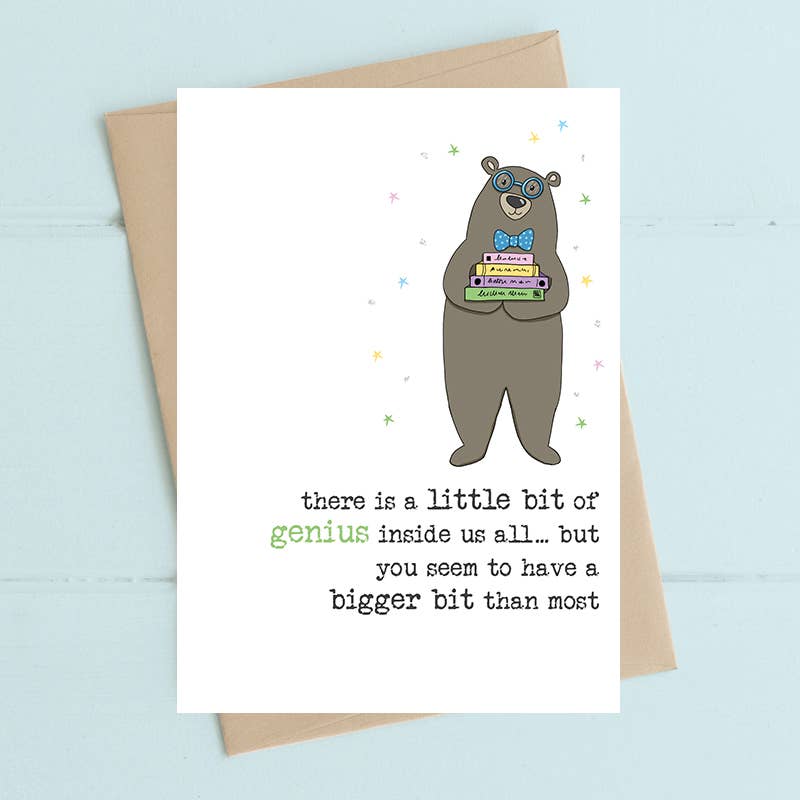 Genius Bear - Greetings Card - Exams / Congratulations - Dandelion Stationery