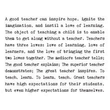 Load image into Gallery viewer, Greetings Card - Teacher Quotes Card - Thank You Teacher - Coulson Macleod
