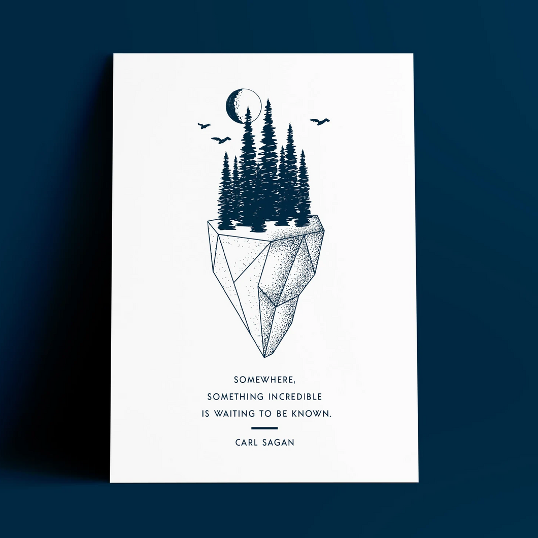Print - A3 - Something Incredible - Carl Sagan Science Print - Blush and Blossom