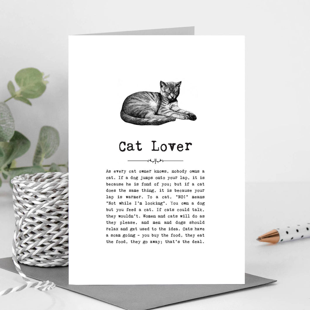 Cat Lover Card - Cat lovers Greetings Card - Coulson Macleod