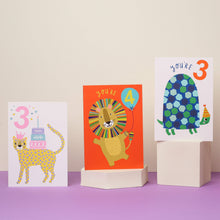Load image into Gallery viewer, Greetings Card - You're 4! - Lion Age 4 Card - 4th Birthday - Mifkins
