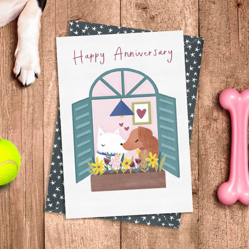 Happy Anniversary card - Greetings Card - Dogs - Dandelion Stationery
