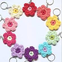 Load image into Gallery viewer, Crocheted Flower Keyring - Lots of Colours - Robins and Rainbows
