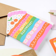 Load image into Gallery viewer, Greetings Card - Rainbow Sprinkle Cake - Die Cut Luxury Birthday Card For Kids - Mifkins
