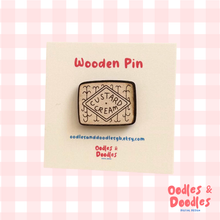 Load image into Gallery viewer, Wooden Pin - Custard Cream Wooden Pin Badge - Biscuit Lover Gift - Oodles &amp; Doodles
