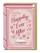 Load image into Gallery viewer, Happily Ever After – Luxury Book Anniversary / Wedding Card - Two For Joy Illustration
