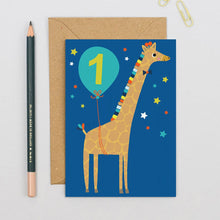 Load image into Gallery viewer, 1st Birthday Card - Joyful Giraffe - First Birthday Card - Mifkins
