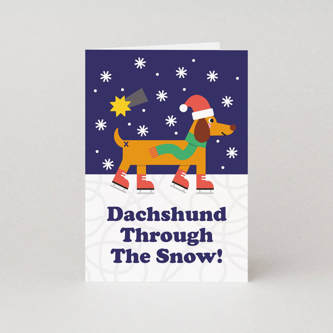 Dachshund Through The Snow Christmas Card - Studio Boketto