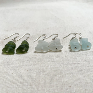 Sea Glass Dangle Earrings - Sterling Silver - various colours - Fayth Seaglass