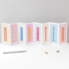 Load image into Gallery viewer, Greetings Cards - Daughter Birthday Card - Funky Confetti Pastel Fold-Out Banner Card - Coulson Macleod
