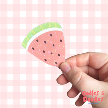 Load image into Gallery viewer, Sticker - Watermelon Vinyl Sticker with Holographic Stars - Food Lovers - Stationery - Oodles &amp; Doodles
