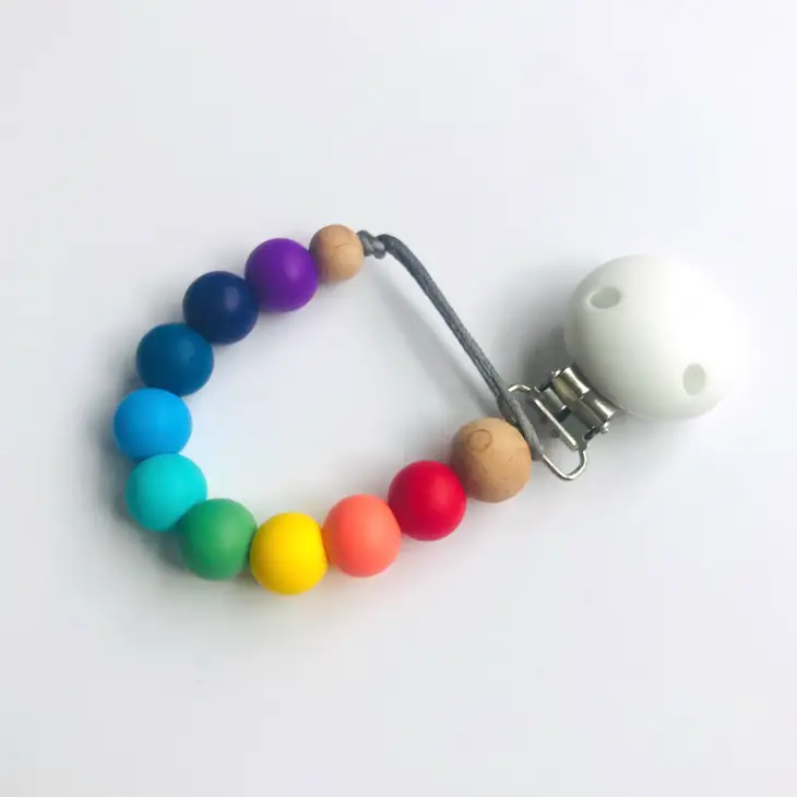 Dummy Clip - Rainbow Soother Clip - Silicon Bead - Teething - Mama Knows