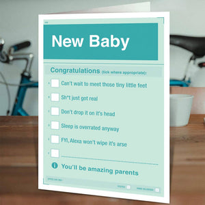 New Baby Card - New Baby Tickbox Greetings Card - Brainbox Candy