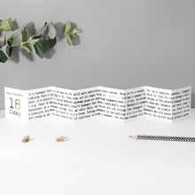 Load image into Gallery viewer, 18th Birthday Card - Mini Concertina Fold-Out Banner - Coulson Macleod
