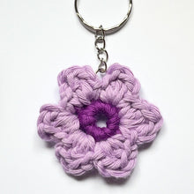 Load image into Gallery viewer, Crocheted Flower Keyring - Lots of Colours - Robins and Rainbows
