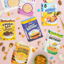 Load image into Gallery viewer, Greetings Card - Go Nuts Honey Retro Cereal Box Birthday Card - Ricicle
