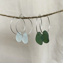 Load image into Gallery viewer, Sea Glass Easy Hoop Earrings - 20mm - Sterling Silver - various colours - Fayth Seaglass
