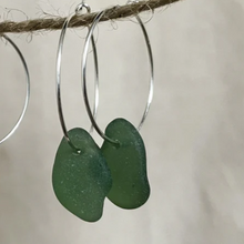 Load image into Gallery viewer, Sea Glass Easy Hoop Earrings - 20mm - Sterling Silver - various colours - Fayth Seaglass
