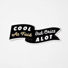 Load image into Gallery viewer, Sticker - Cool as F*ck But Cries a lot Vinyl Sticker - Sweary Sticker - Punky Pins
