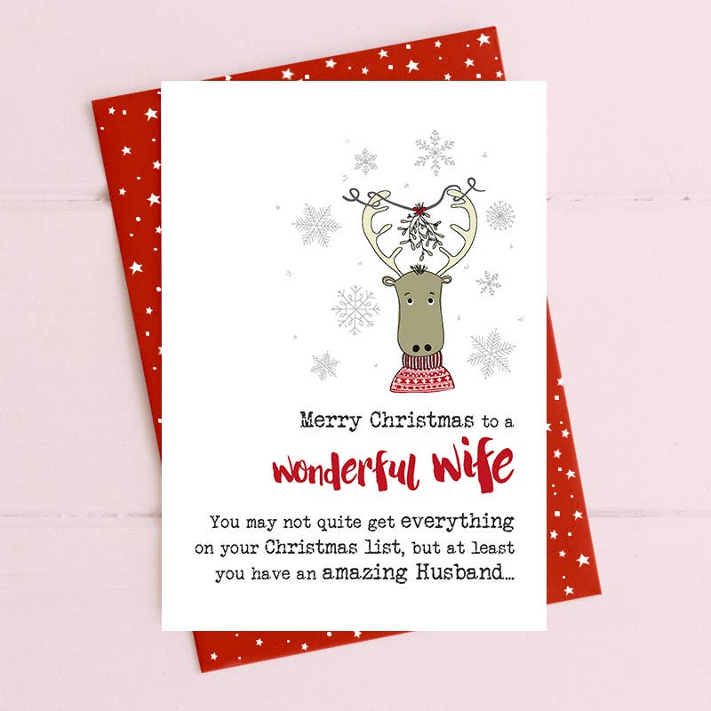 Merry Christmas to a Wonderful Wife - You Have An Amazing Husband - Family Greetings Card - Dandelion Stationery