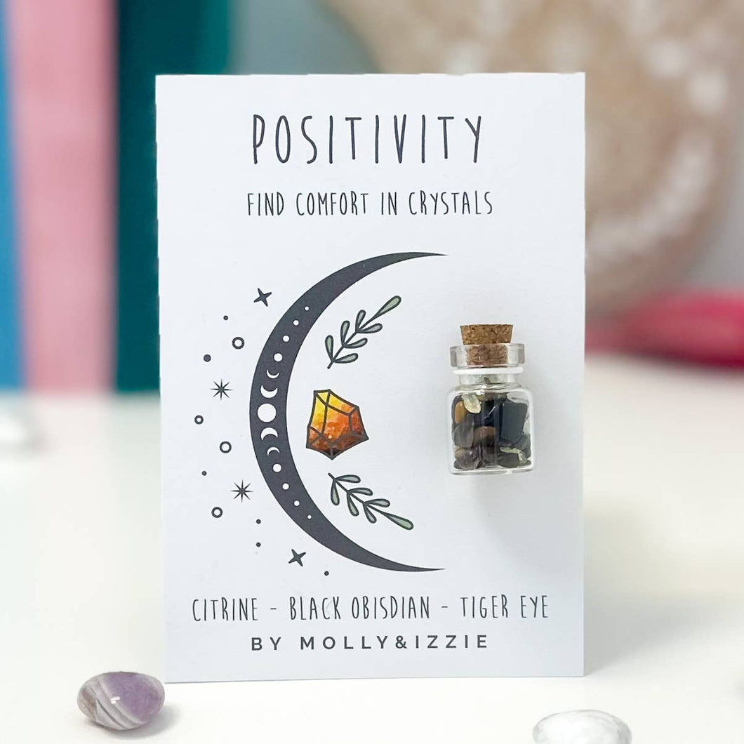 Crystals Mini Jar - Positivity - Citrine, Black Obidian, Tiger Eye - By Molly&Izzie