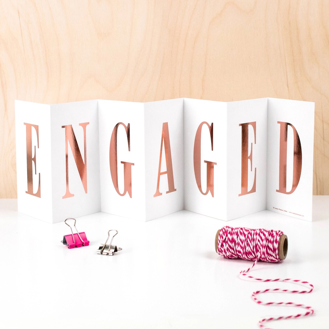 Engaged - Luxury Concertina Foil Banner Card - Greetings Card - Coulson Macleod