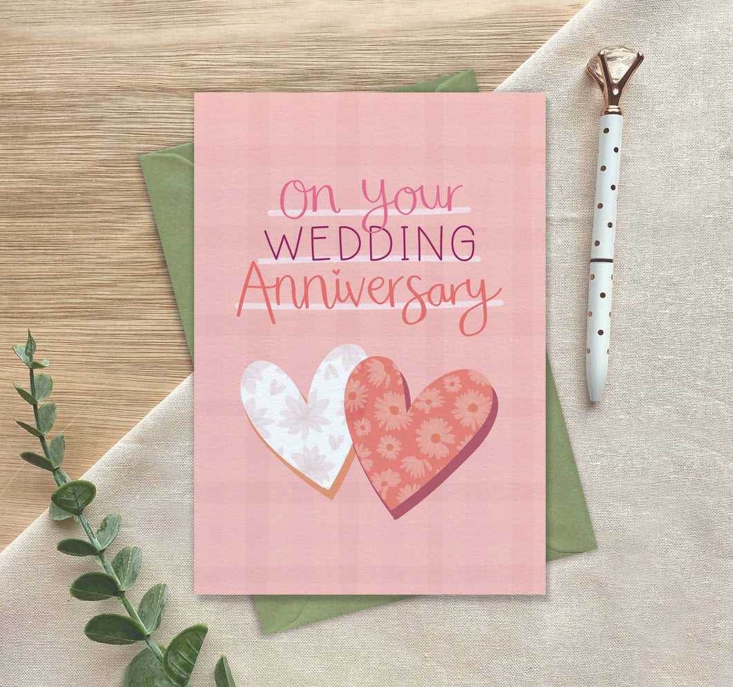 On Your Wedding Anniversary Greeting Card - Two For Joy Illustration