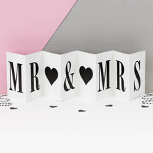 Load image into Gallery viewer, Mr and Mrs - Monochrome Fold Out Banner Concertina Card - Coulson Macleod - Wedding Card
