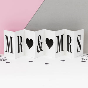 Mr and Mrs - Monochrome Fold Out Banner Concertina Card - Coulson Macleod - Wedding Card