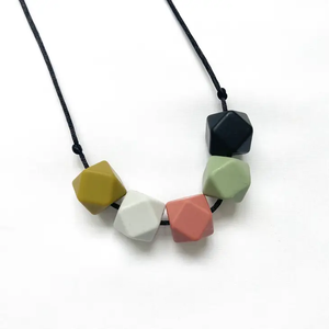 Teething Necklace - Fall - Geometric Silicon Bead Teething Jewellery - Mama Knows