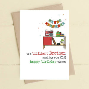 Brilliant Brother - Birthday Greetings Card - Dandelion Stationery