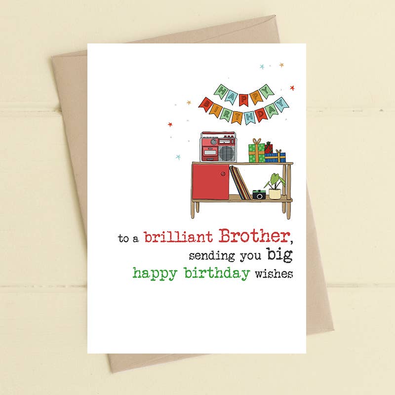 Brilliant Brother - Birthday Greetings Card - Dandelion Stationery