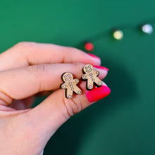 Load image into Gallery viewer, Wooden Stud Earrings - Gingerbread Men - Silly Loaf
