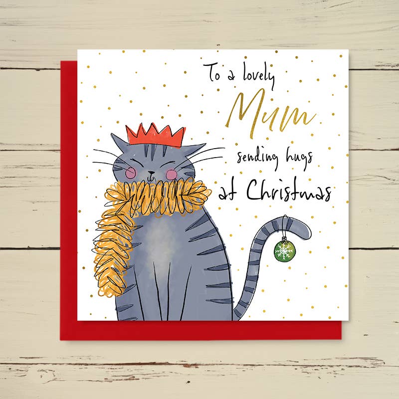 Family Christmas Card - To A Lovely Mum - Cat Greetings Card - Dandelion Stationery