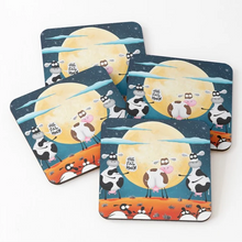 Load image into Gallery viewer, Coaster - The Full Moo&#39;n - Cow Puns - Moony - Mervyn Tay Art
