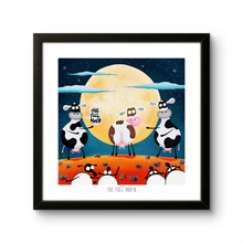 Load image into Gallery viewer, Print - The Full Moo&#39;n - Cow Puns - Moony - Mervyn Tay Art
