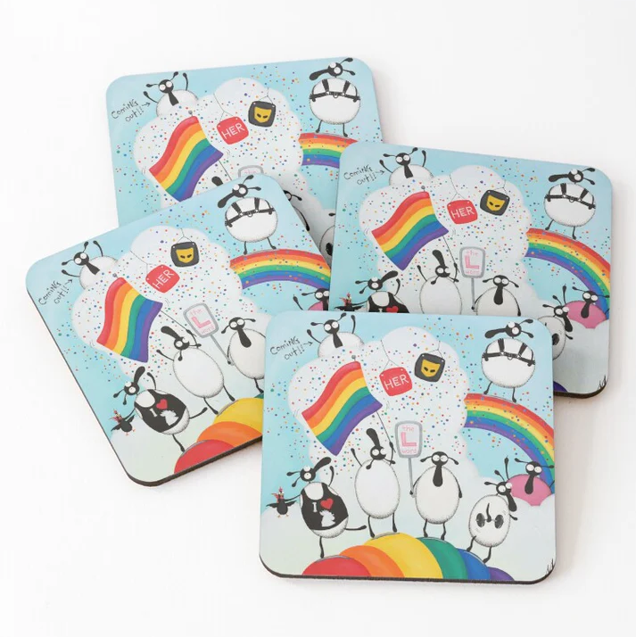 Coaster - Gays and Baasexuals - Sheep Puns - Inclusive - Mervyn Tay Art