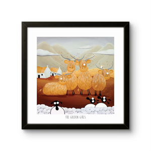 Print - The Golden Girls - Cow Puns - Highland Cows - Mervyn Tay Art