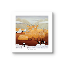 Load image into Gallery viewer, Print - The Golden Girls - Cow Puns - Highland Cows - Mervyn Tay Art
