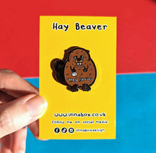 Load image into Gallery viewer, Hay Beaver Enamel Pin - Invisible Illness Club - Innabox - Hay Fever
