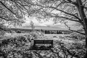 Hunger Hills Horsforth, Natter Bench - Monochrome Art Print - RJHeald Photography - Collection Only