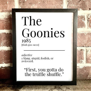 Movie Dictionary Description Quote Print - The Goonies - Movie Prints by Zwag