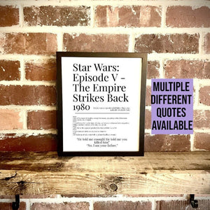 Movie Dictionary Description Quote Print - Star Wars Episode V: The Empire Strikes Back - Movie Prints by Zwag