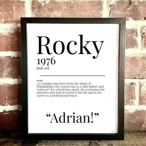 Movie Dictionary Description Quote Print - Rocky - Movie Prints by Zwag